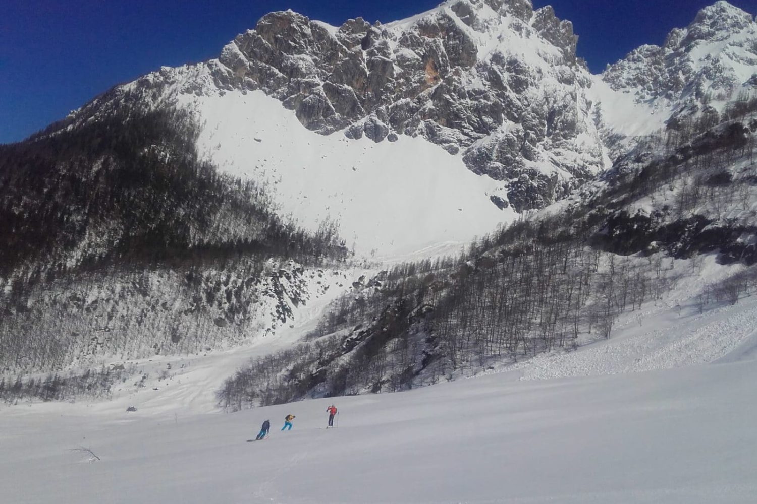 Ski touring in alps